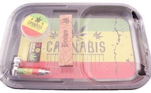 Cannabis Metal Rolling Tray Gift Set