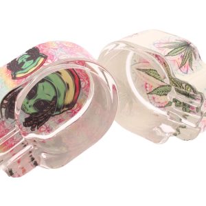 Glow in Dark Skull Shape Glass Ashtray